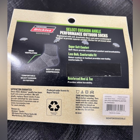 NEW NIP mens Dickies‎ grey socks 6-12 pack of 5 ankle - Picture 5 of 5